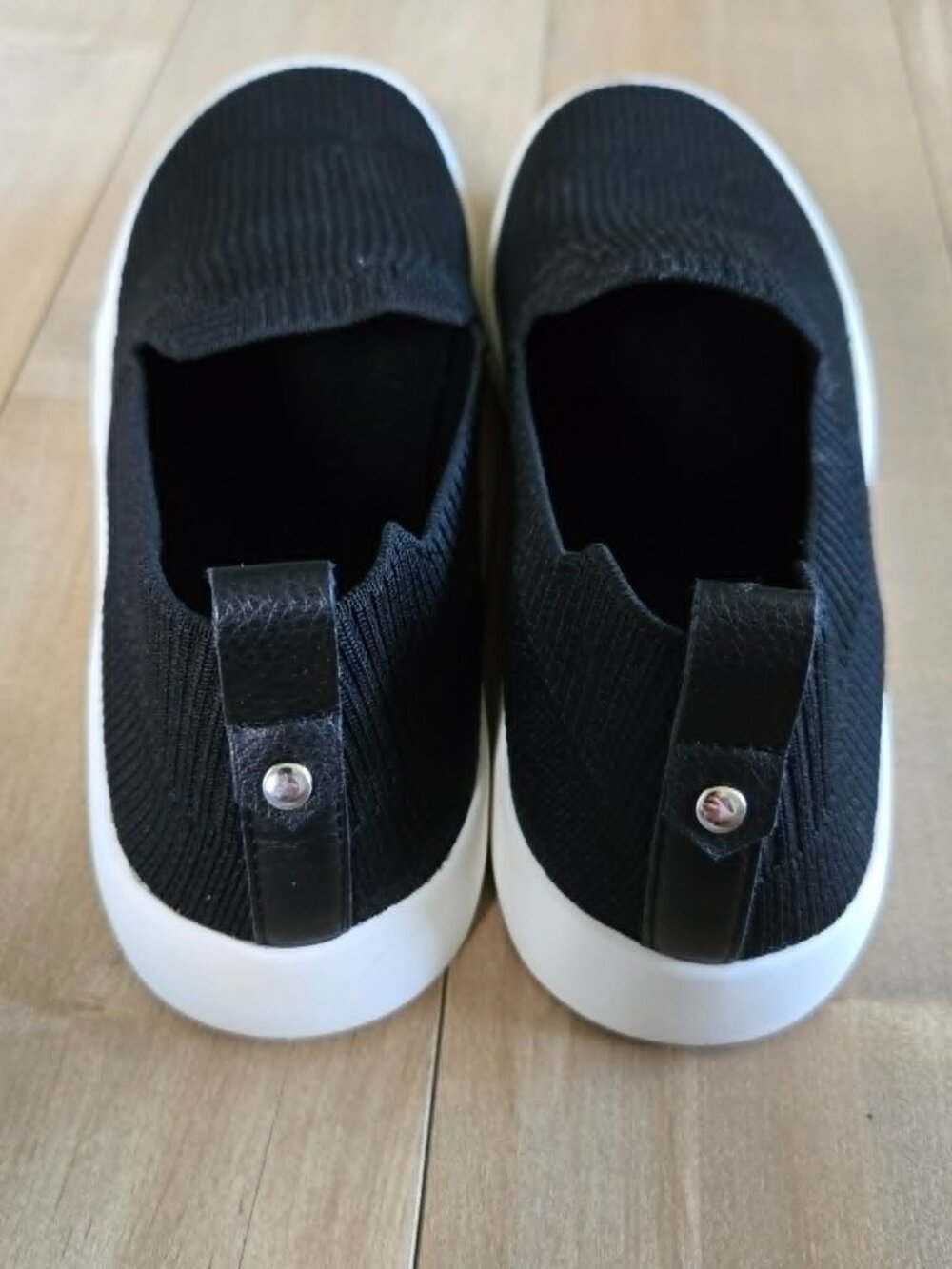 Call It Spring Black Knit Slip-On Sneakers Size 8 Vegan Lightweight Casual Shoes - Picture 3 of 5